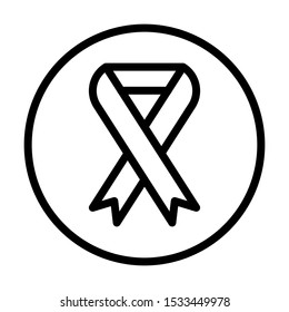 Breast cancer ribbon line icon. Simple design. Line vector. Isolate on white background.