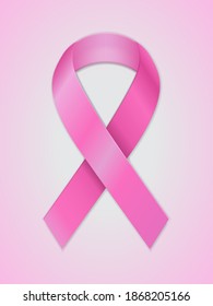 Breast cancer ribbon on a pink background. Vector illustration.