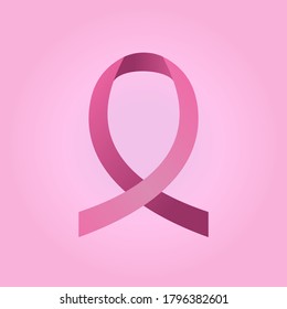 Breast cancer ribbon. Pink ribbon. Breast cancer awareness symbol. Vector icon illustration. 