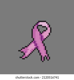 breast cancer ribbon in pixel art style