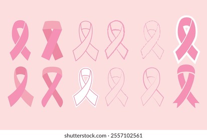 Breast Cancer Ribbon Vector Element set