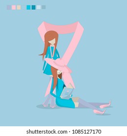 breast cancer ribbon vector flat
