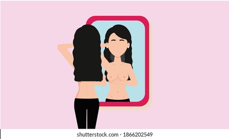 Breast cancer screening in front of a mirror