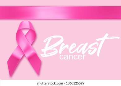 Breast cancer screening month awareness october. Stroke pink ribbon, bow. Awareness month. Breast concept of female heath. Women hope campaign isolated on background.