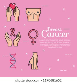 breast cancer set icons