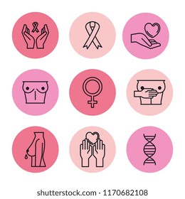 breast cancer set icons