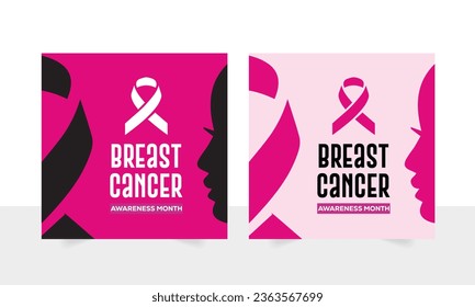 Breast Cancer social media post banner design template | Instagram, Facebook, Twitter, LinkedIn, Pinterest and web Banner for Breast Cancer 5th October