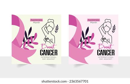 Breast Cancer social media post banner design template | Instagram, Facebook, Twitter, LinkedIn, Pinterest and web Banner for Breast Cancer 5th October