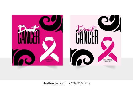 Breast Cancer social media post banner design template | Instagram, Facebook, Twitter, LinkedIn, Pinterest and web Banner for Breast Cancer 5th October