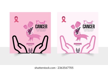 Breast Cancer social media post banner design template | Instagram, Facebook, Twitter, LinkedIn, Pinterest and web Banner for Breast Cancer 5th October