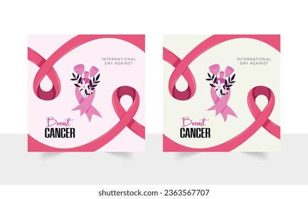 Breast Cancer social media post banner design template | Instagram, Facebook, Twitter, LinkedIn, Pinterest and web Banner for Breast Cancer 5th October