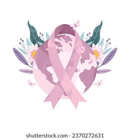 Breast Cancer Sticker with Pink Ribbon Illustration