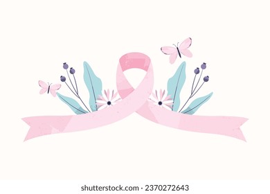 Breast Cancer Sticker with Pink Ribbon Illustration