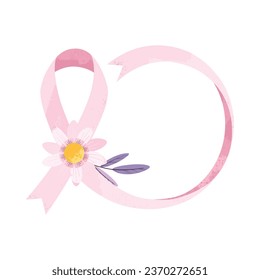 Breast Cancer Sticker with Pink Ribbon Illustration