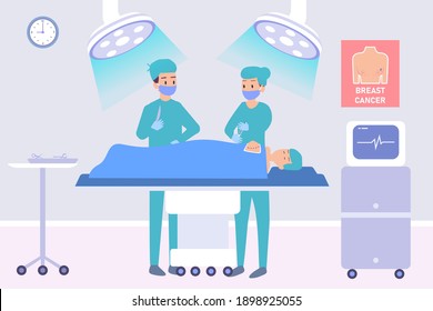 Breast cancer surgery 2D flat vector concept for banner, website, illustration, landing page, flyer, etc