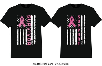 Breast Cancer Survivor T Shirt Design. Support Breast Cancer Illustration