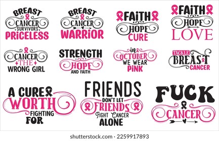Breast Cancer SVG Design Template. Breast Cancer SVG Design Bundle, SVG Bundle svg