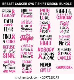 Breast Cancer SVG T Shirt Design Bundle Breast Cancer Quotes svg