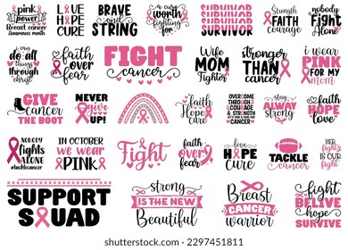 Breast Cancer SVG And T-shirt Design Bundle, Breast Cancer SVG Quotes Design t shirt Bundle, Vector EPS Editable Files, can you download this Design Bundle.. svg