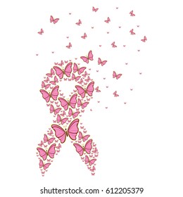 Butterfly Ribbon Breast Cancer Awareness Campaign Stock Vector (Royalty ...