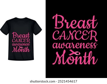 Diseño de camiseta de cáncer de mama. Diseño de camiseta de concienciación sobre el cáncer de mama. Plantilla de cáncer de mama. cinta rosa, rosa, tipografía, cinta, cinta rosa.