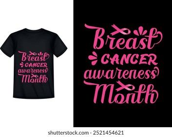 Diseño de camiseta de cáncer de mama. Diseño de camiseta de concienciación sobre el cáncer de mama. Plantilla de cáncer de mama. cinta rosa, rosa, tipografía, cinta, cinta rosa.