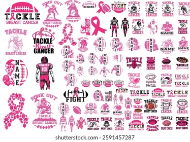 Breast cancer, tackle, fight, wear pink, Hope, race, dalmatian dots, support squad, awareness, football sport, coquette bow, usa flag, i wear pink for my family, dad, mom, sis, brother, baseball