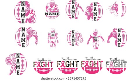 Breast cancer, tackle, fight, wear pink, Hope, race, dalmatian dots, support squad, awareness, football sport, coquette bow, usa flag, i wear pink for my family, dad, mom, sis, brother, baseball