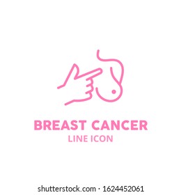 Breast cancer thin line icon. Woman’s breast. Vector illustration symbol elements for web design.