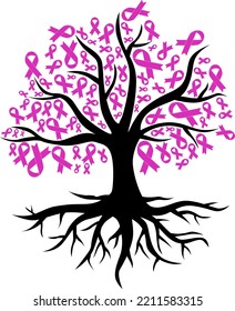 breast cancer tree vector, healthcare icon