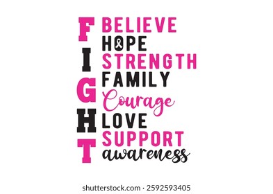 Breast Cancer T-shirt Design Bundle, Pink October Ribbon, Cancer Survivor eps, Fight Quote Sublimation, Breast Cancer Awareness, Breast Cancer Warrior TShirt