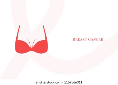 Breast cancer, vector banner, illustration flat, silhouette of bra