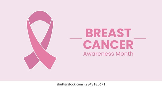 Breast Cancer Vector Banner, Poster for Social Media Use. October breast cancer emblem sign for awareness month with pink ribbon symbol. Realistic pink ribbon. Poster template. Vector illustration.