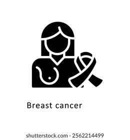 Breast cancer Vector Gylph Icon. Eps File 10