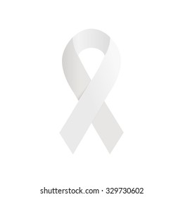 Breast cancer. Vector. White ribbon.