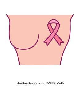 breast cancer woman body with ribbon vector illustration design