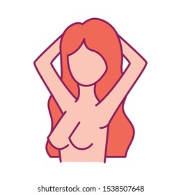 breast cancer woman body self examination vector illustration design