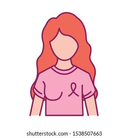 breast cancer woman with campaign shirt vector illustration design