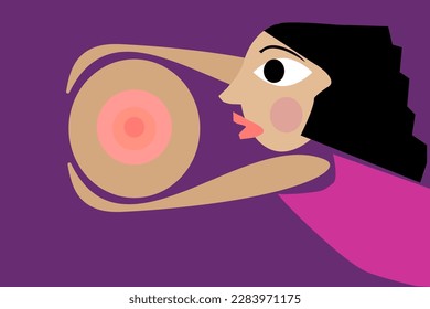 Breast care. Vector illustration. Digital artwork.