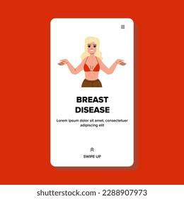 breast disease woman vector. cancer pink, day ribbon, symbol awareness, month women, female medicine breast disease woman web flat cartoon illustration
