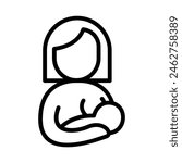 Breast feeding icon in thin line style. Vector illustration graphic design