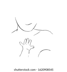 Breast feeding outline illustration. Modern line art illustration. Vector. 