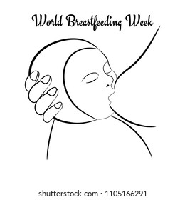 Breast feeding. Vector illustration.