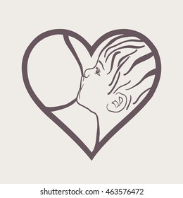 Breast feeding vector sign. 
