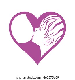 Breast feeding vector sign. Breastfeeding coalition emblem.