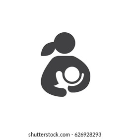 Breast feeding, woman breastfeeding her child icon vector, filled flat sign, solid pictogram isolated on white. Symbol, logo illustration. Pixel perfect