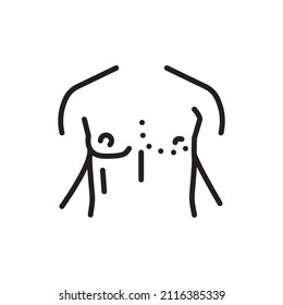 Breast gynecomastia color line icon. Isolated vector element. Outline pictogram for web page, mobile app, promo