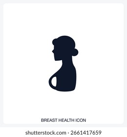 Breast Health Icon solid vector icon with a bold, minimal design. Suitable for presentations, websites, apps, infographics, and various digital or print projects.