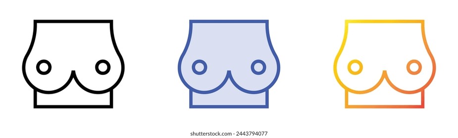 icono de pecho. Diseño de estilo de relleno lineal, azul y degradado aislado sobre fondo blanco