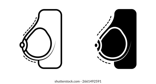 Conjunto de ícones de mama. Uma ilustração de arte de linha simples mostrando estágios de flacidez da mama e ícone de elevação da mama. Este design é adequado para uso médico, de saúde ou de ilustração.